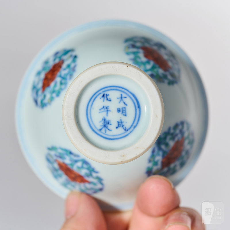 清康熙 斗彩团花纹高足杯 - 图6